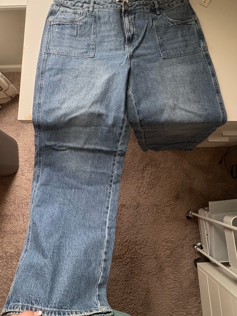 PacSun Blue Low Rise Baggy Wide-Leg Denim Jeans Medium Wash 5-Pocket- Size 34